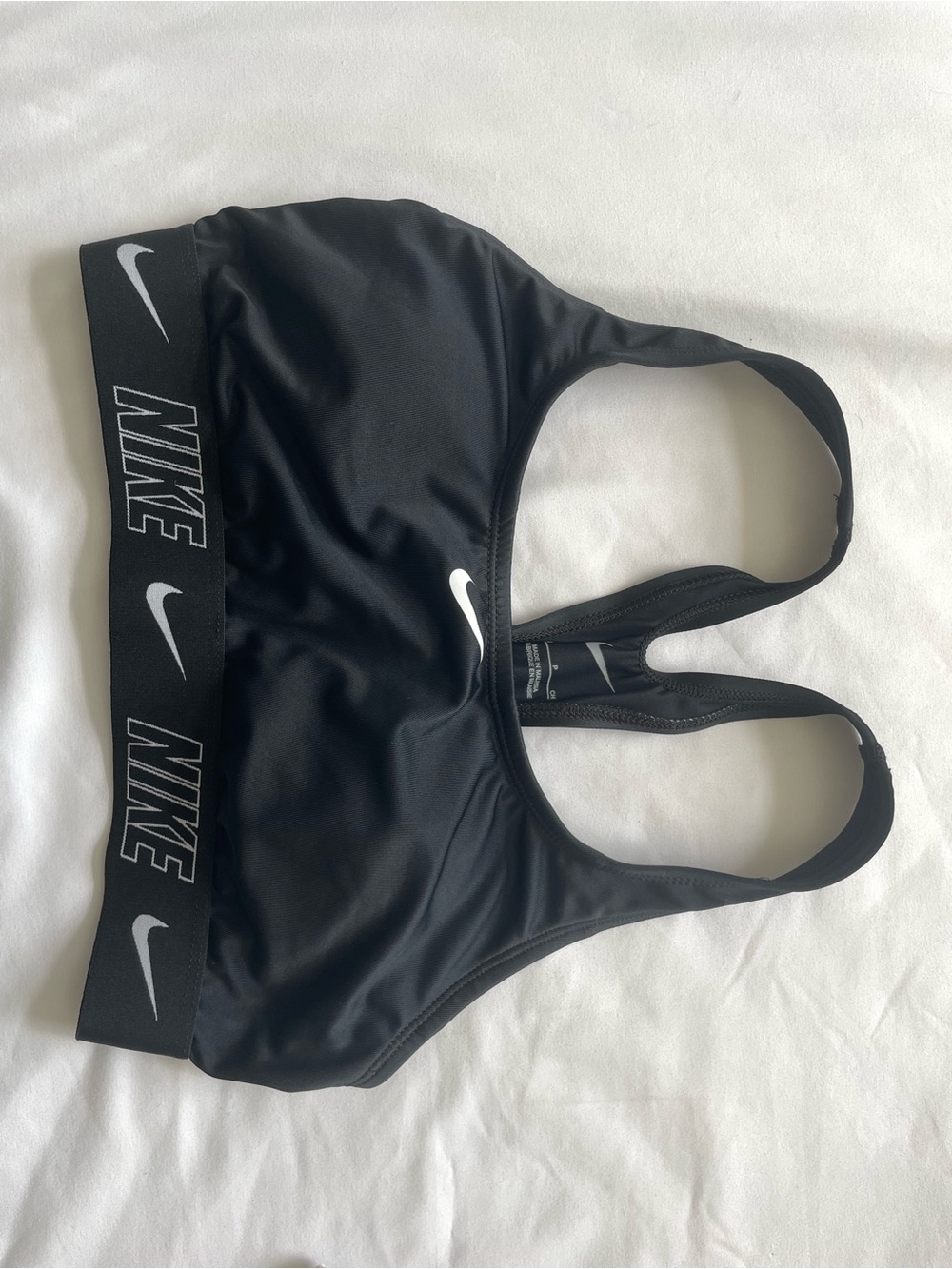 Nike Black Sports Bra with White Swooshes